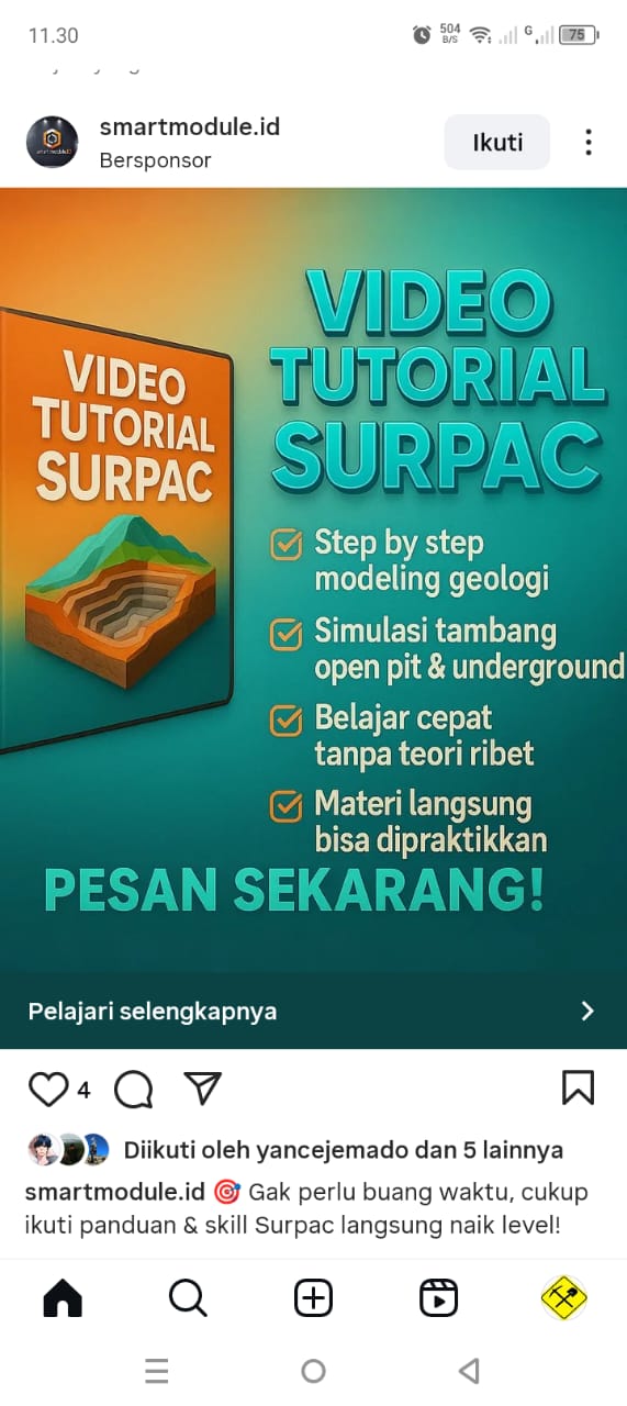 Iklan Tutorial Surpac di FB