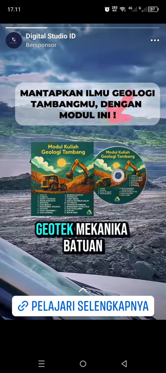 Iklan Modul Kuliah Geologi Tambang di FB