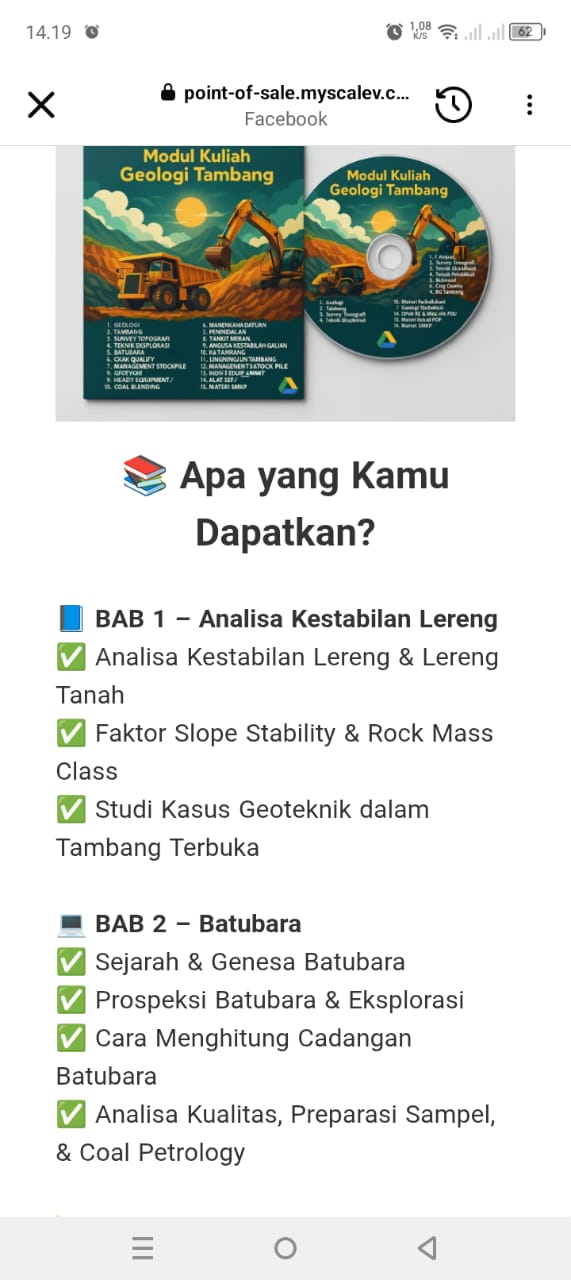 Isi Website Iklan Modul Kuliah Geologi Tambang di FB-2