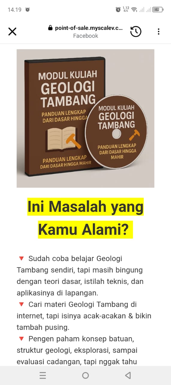 Isi Website Iklan Modul Kuliah Geologi Tambang di FB-3
