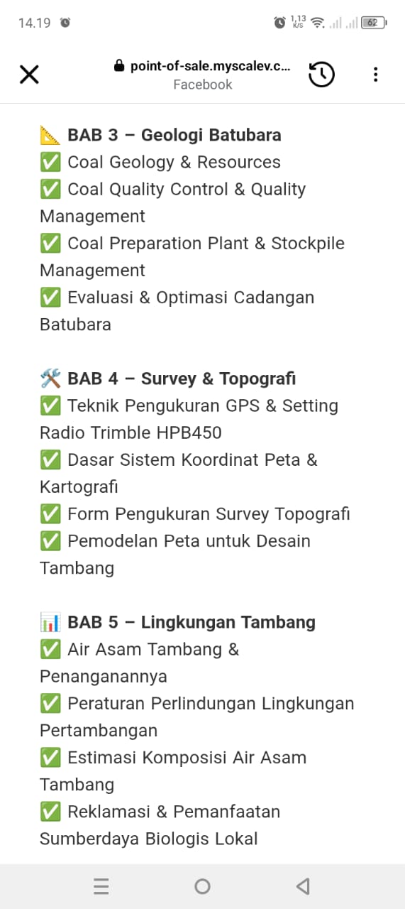 Isi Website Iklan Modul Kuliah Geologi Tambang di FB-4