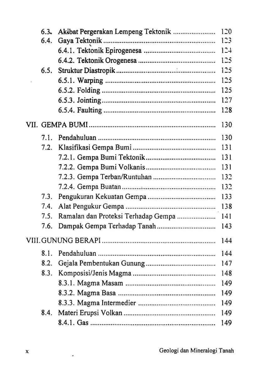 Daftar Isi Geologi dan Mineralogi Tanah Karya Moch Munir, MS