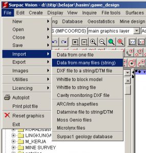 Import file database bor di Surpac