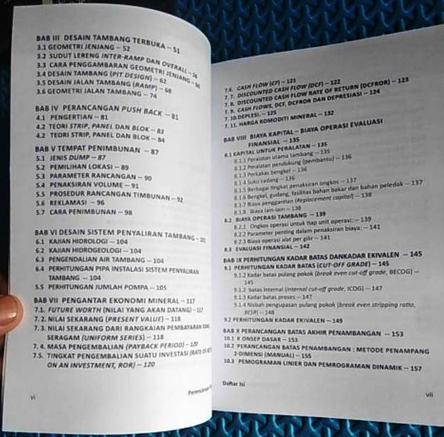 Daftar Isi Buku Perencanaan Tambang - Waterman Sulistyana