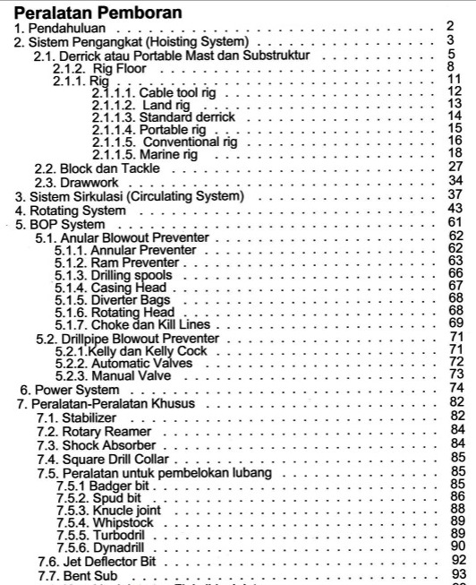 Bab 1 Daftar Isi Buku Teknik Operasi Pemboran Rudi Rubiandini ITB Press