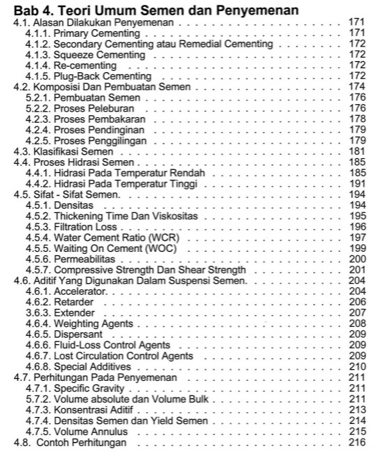 Bab 4 Daftar Isi Buku Teknik Operasi Pemboran Rudi Rubiandini ITB Press