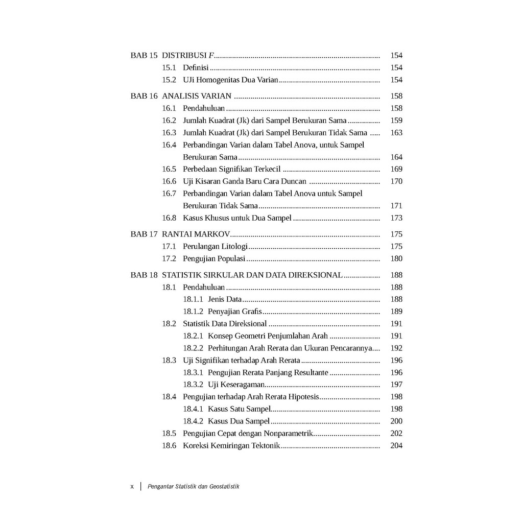 Daftar Isi Buku Pengantar Statistik dan Geostatistik Joko Witolo UGM Press