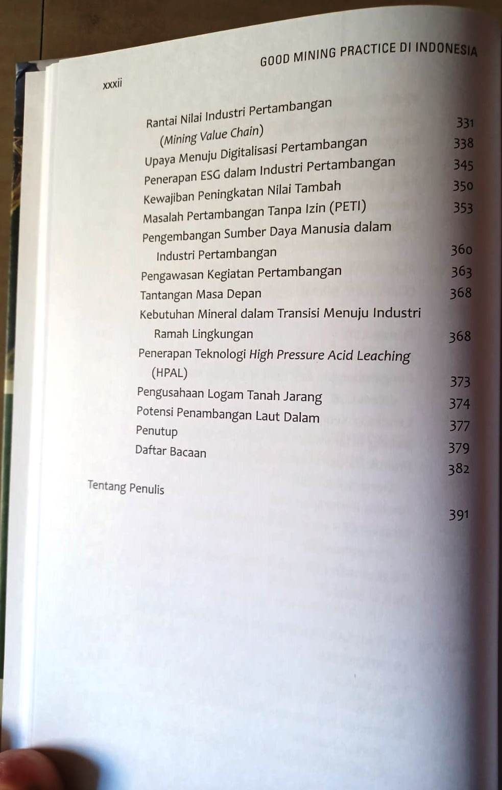 Daftar Isi Buku Good Mining Practice di Indonesia Irwandy Arif Gramedia