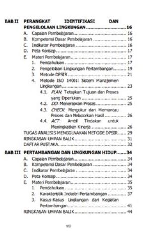 Daftar Isi Buku Lingkungan Tambang Joni Safaat Adiansyah - Penerbit Deepublish