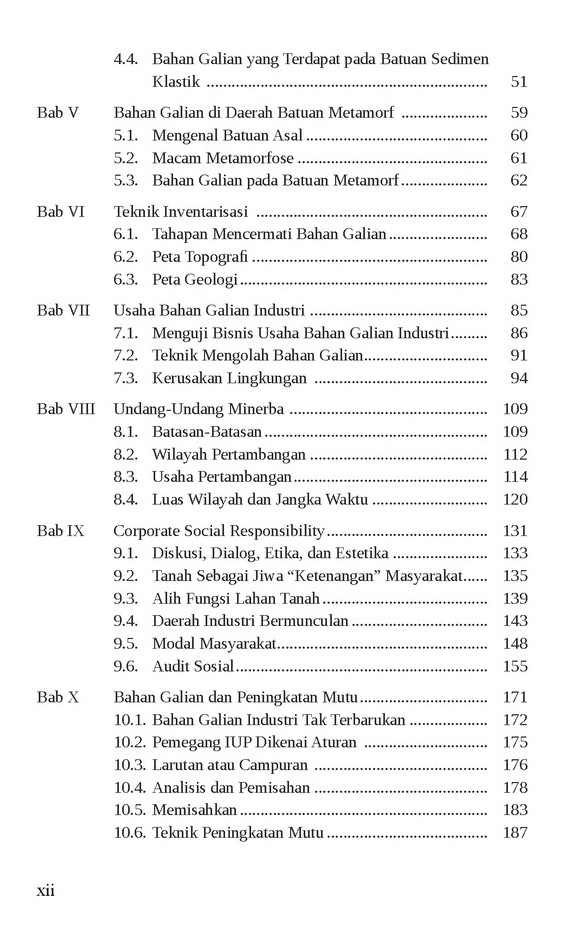 Daftar Isi Pengelolaan Bahan Galian Industri Batubara dan Minyak Bumi - Konsep hingga Metode Pengolahan - Buku UGM Press