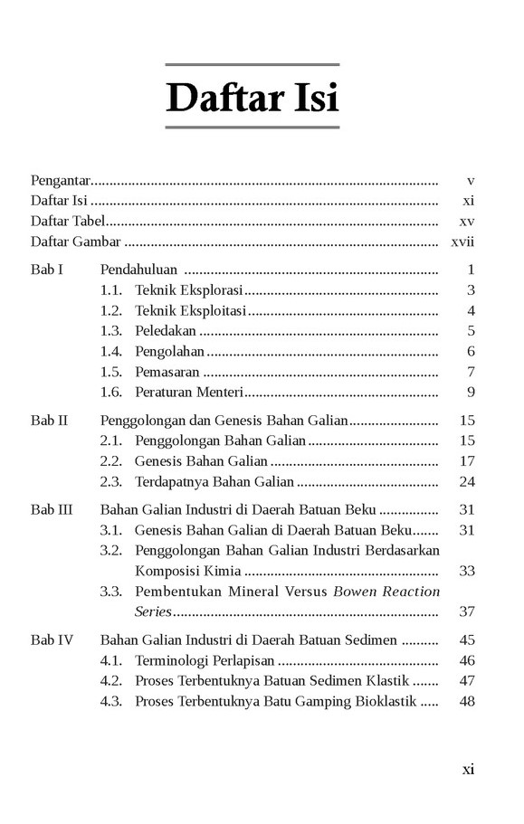 Daftar Isi Pengelolaan Bahan Galian Industri Batubara dan Minyak Bumi - Konsep hingga Metode Pengolahan - Promo Buku UGM Press