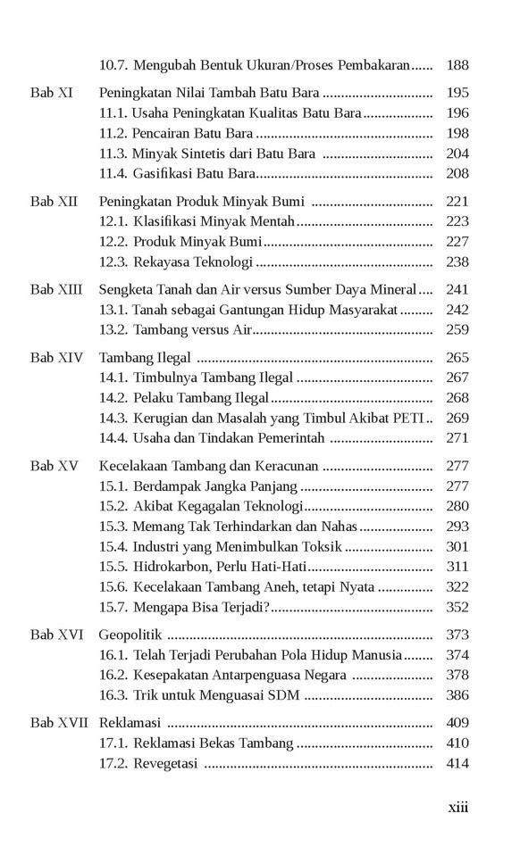 Daftar Isi Pengelolaan Bahan Galian Industri Batubara dan Minyak Bumi - Konsep hingga Metode Pengolahan UGM Press