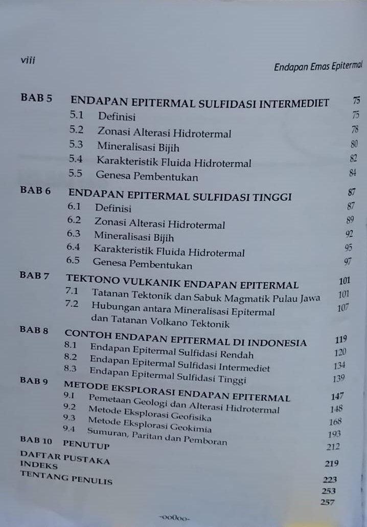 Daftar Isi Endapan Emas Epitermal - Geologi, Karakteristik dan Metode Ekslorasi Arifudin Idrus - Sukmandaru Prihatmoko Penerbit Teknosain