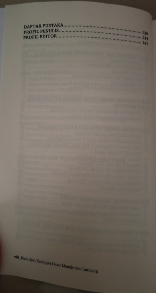 Daftar Isi-3 Buku Ajar Kerangka Dasar Manajemen Tambang Penerbit Amerta Media